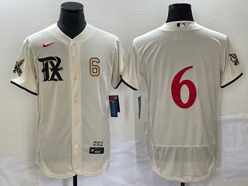 Mens Texas Rangers #6 Josh Jung Cream 2023 City Connect Flex Base Stitched Baseball Jersey
